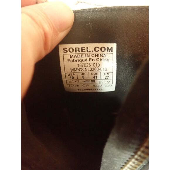 Sorel Joan of Arctic Wedge Women 10 Black Leather Hidden Heel Ankle Bootie - Picture 10 of 10